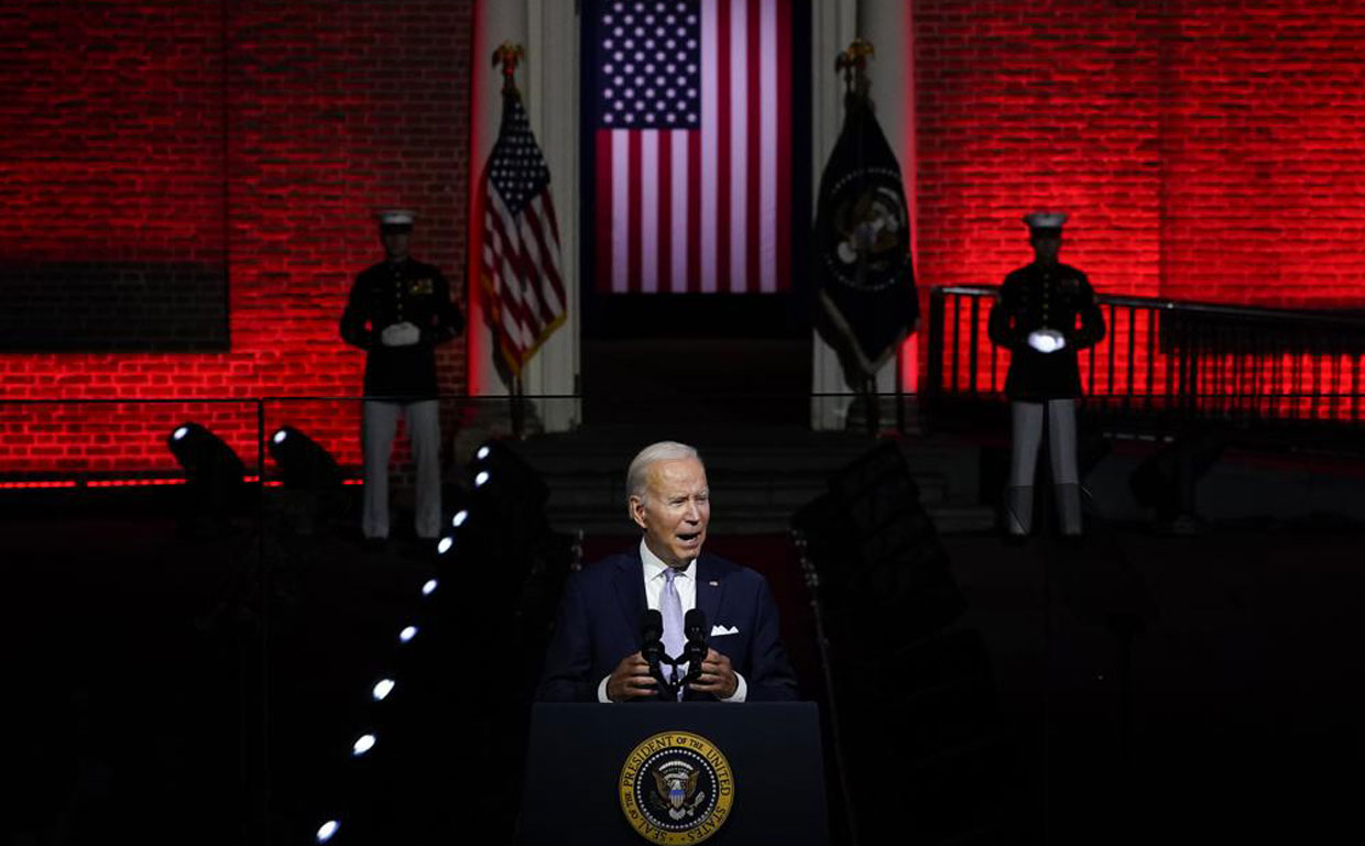 Biden, ahead of November elections, warns of peril to democracy
