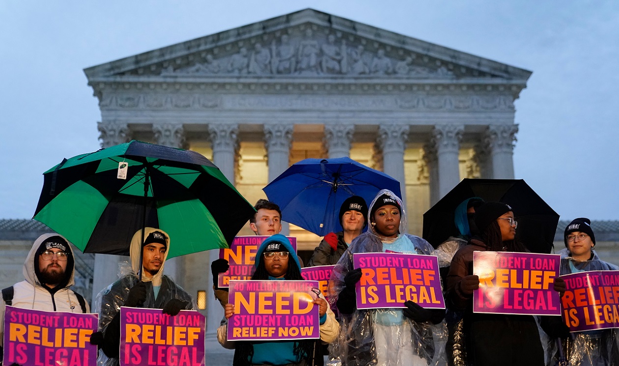 Protests at SCOTUS as justices move to kill debt relief for 26,000,000