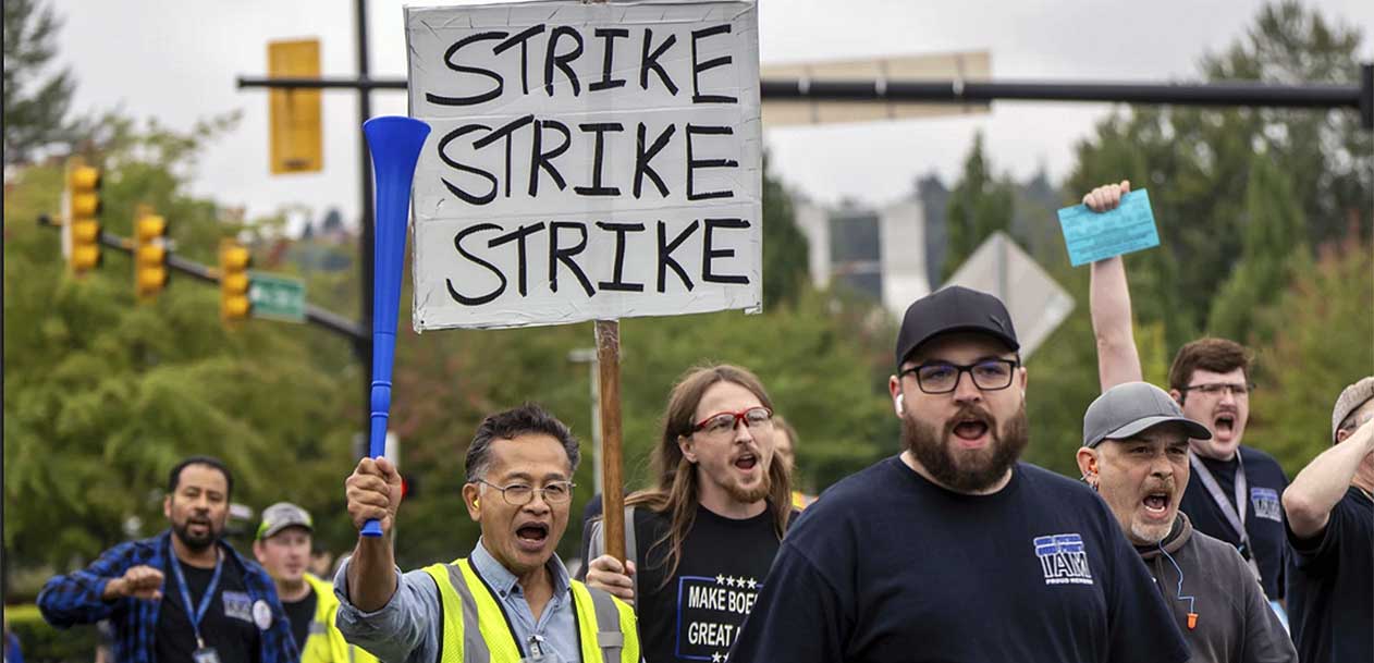 More than 30,000 Boeing unionized Machinist aircraft workers out on strike