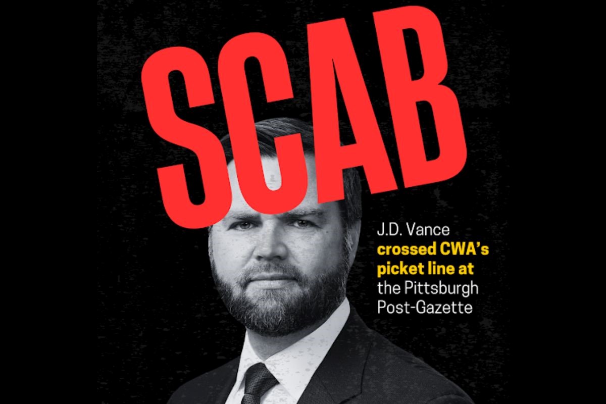 Scab J.D. Vance crosses News Guild picket line in Pittsburgh