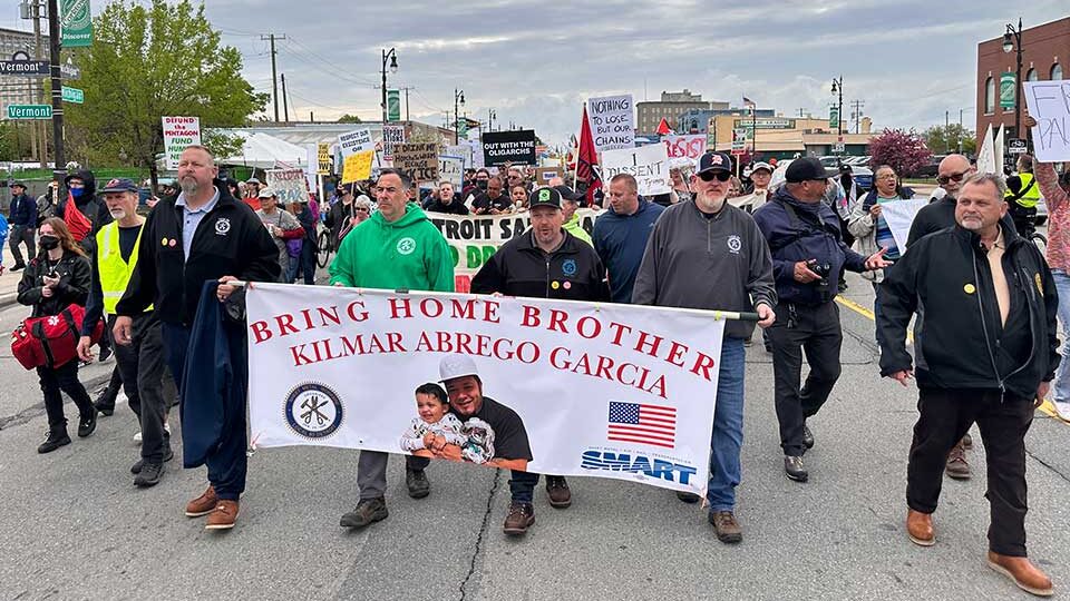 Detroit May Day marchers demand the return of Kilmar Abrego Garcia