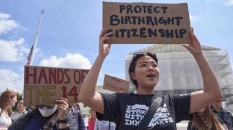 Crowd joins progressive justices fighting to maintain birthright citizenship