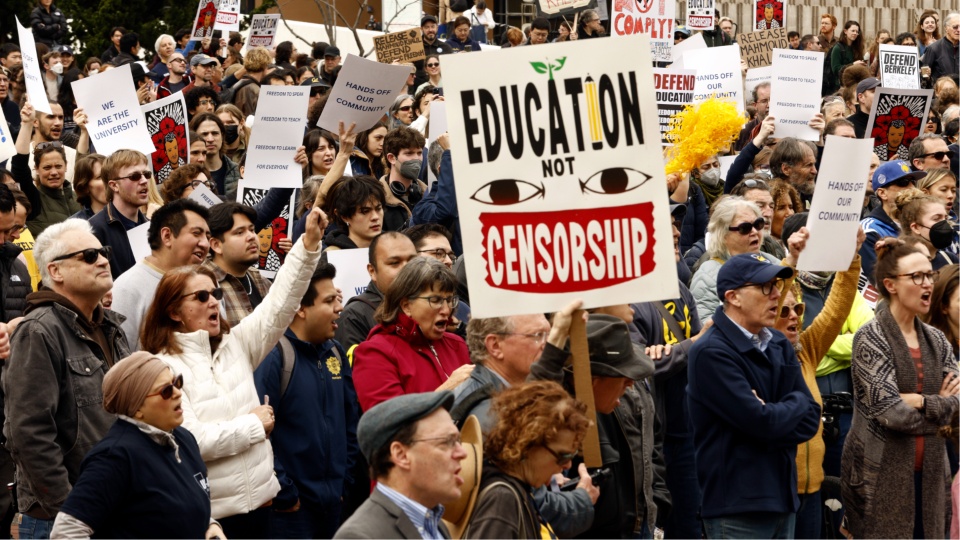 Unions sue Trump to save free speech in California